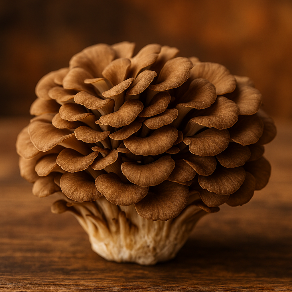 Maitake, magyarul bokrosgomba (Grifola frondosa) termőteste